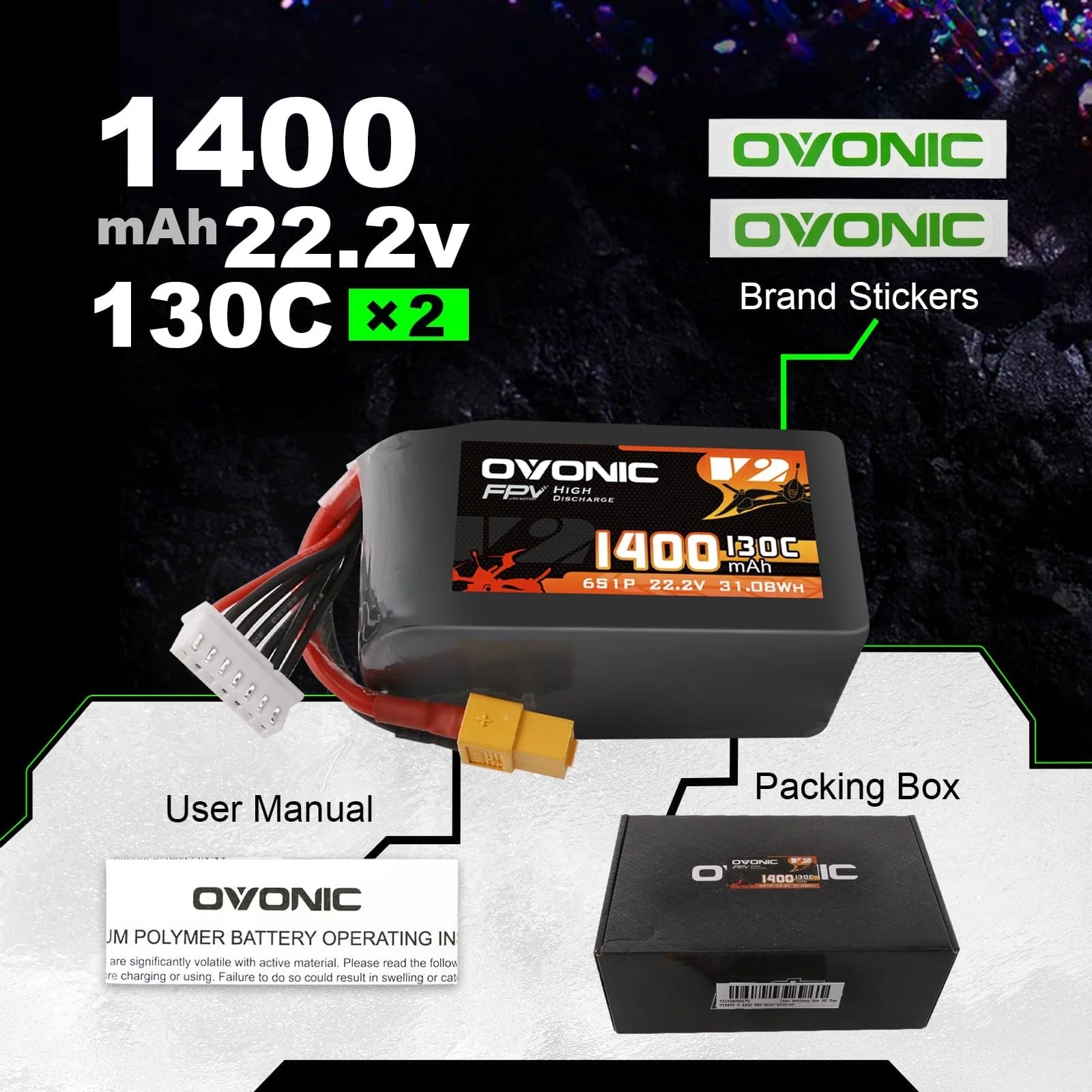 Ovonic 6S 1400mAh 130C LiPo Ba - Walksnail Avatar Hd Goggles X 评论和价格